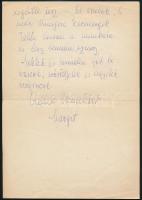 1977 Kovács Margit (1902-1977) Kossuth-díjas keramikus saját kézzel írt levele, "Édes Baba!&quo...