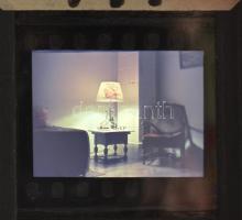 cca 1940 Lakásbelsők és bútorok, 4 db keretezett diapozitív, 3,5×2,5 cm