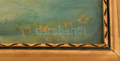 Németh G. 956 jelzéssel: Zöldellő park. Olaj, papír. Üvegezett fa keretben. 27x36 cm