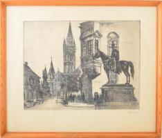 Élesdy István (1912-1987): Budavári utcarészlet. Rézkarc, papír, jelzett, üvegezett fakeretben, 29,5...