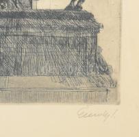 Élesdy István (1912-1987): Budavári utcarészlet. Rézkarc, papír, jelzett, üvegezett fakeretben, 29,5...