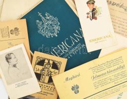 cca 1925-1944 Foederatio Emericana-val kapcsolatos papírrégiségek tétele: meghívók, levelezőlapok, f...