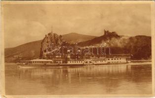 1926 &quot;SAS&quot; gőzüzemű oldalkerekes személyhajó (exFelszabadulás, exSzent Imre, exIV. Károly) Dévénynél az Árpád emlék előtt / Hungarian passenger steamship in Devin. photo