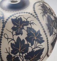 Asztali lámpa üveg test, üveg búra, levél mintás, többrétegű, homokfúvott, csiszolt, jelzett (Pataki...