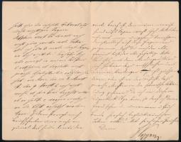 1892 Popper Dávid (1843-1913) gordonkaművész saját kézzel írt levele, német nyelven, első sorában &q...