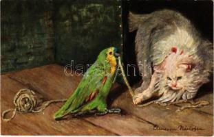 Cat and parrot. Ernest Nister Series 80.