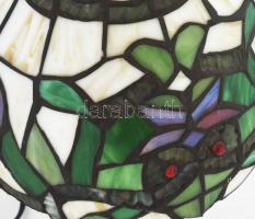 Tiffany jellegű ólomüveg asztali lámpa m: 36 cm Működik, új zsinórral. fém testtel