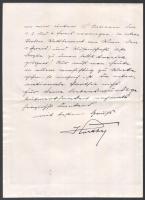 1934.X.25, Bp., Horthy Miklós kormányzó saját kézzel írt leveléről készült régebbi fénymásolat, néme...
