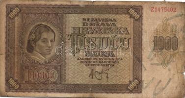 Horvátország 1941. 1000K T:III-