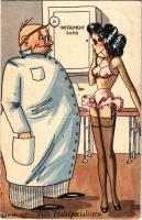 Hos Halsspecialisten / Erotic humour art postcard (EB)