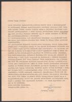 1960-1965 Ortutay Gyula (1910-1978) néprajzkutató, politikus párttagságára vonatkozó gépelt levél, aláírásával, valamint Hont Ferenc (1907-1979) Kossuth-díjas rendező, színházesztéta gépelt beszámolója Ortutay Gyuláról, aláírásával, javítással. Dapsi Károly politikus, az MSZMP VIII. ker. Bizottsági tagjának részére.