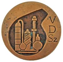 DN VDSZ (Vegyipari Dolgozók Szakszervezete) egyoldalas bronz plakett (76mm) T:AU patina