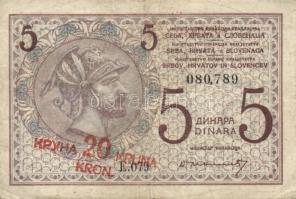 Jugoszlávia 1919. 5D 20k fny-sal T:III
