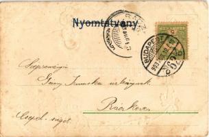 1903 Bor / Wine. Art Nouveau, floral, Emb. litho (EK)