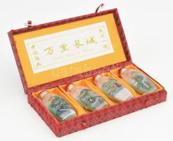 Kínai parfümös üveg szett. Jelzett, díszdobozban 8 cm