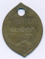 1929. &quot;Budapest&quot; bronz kutyabárca füllel, &quot;13505&quot; sorszámmal (42x31mm) T:XF patina