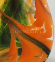 Cseh színezett váza, jelzés nélkül, hibátlan, m: 21 cm