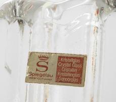 Spiegelau iparművész váza, négyoldalú, címkével jelzet, hibátlan, m: 14 cm