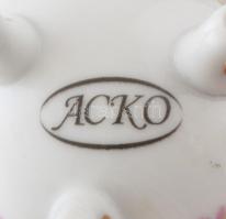 Acko porcelán tojás, Matricás, jelzett, minimális kopással 9 cm