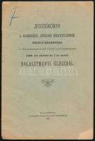 1899 Jegyzőkönyv a Bodrogközi Jótékony Nőegyesületnek Király-Helmeczen a Tiszaszabályozó Társulat termében 1899. évi október hó 7-én tartott választmányi üléséről. Sátoraljaújhely, 1899, Zemplén-ny., 8+(2) p. Kiadói tűzött papírkötés, kissé foltos, sérült borítóval, a lapokon apró sérüléssel.