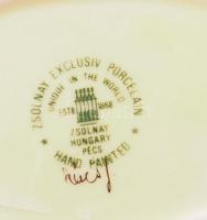 2 db Zsolnay tálka, kézzel festett, jelzett, hibátlan 12x8 cm, d: 8 cm