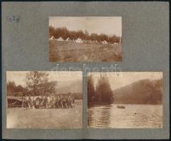 1923-1924 Magyar cserkészfiúk a Felvidéken, Krasznahorkánál és a Vágnál, 9 db beragasztott fotó 3 db...