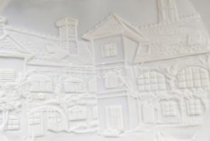 Herendi Porcelángyár litofán emléktányér, fehér mázas/biszkvit, jelzett, hibátlan, dobozában d: 15,5...