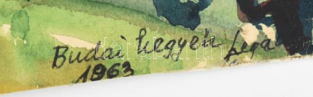 Legány Zoltán (1911-1993): Budai hegyek, 1963. Akvarell, papír, jelzett, kartonra kasírozva. Feltehe...