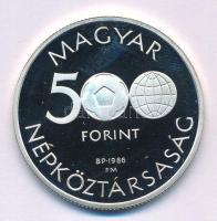 1986. 500Ft Ag "Labdarúgó Világbajnokság - Mexikó 1986 - Stadion" T:AU (PP) ujjlenyomatos ...