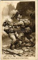 1916 Hände weg, Treuloser, dies ist heiliger Boden! / WWI Austro-Hungarian K.u.K. military art postcard. G. G. W. II. Nr. 55. (fl)