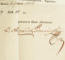 1826 Kölcsönszerződés gróf Wartensleben Károly részére a kölcsönadó báró Podmaniczky Sándor (1758-18...