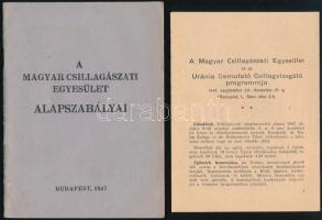 1947 A Magyar Csillagászati Egyesület alapszabályai, 20p + Magyar Csillagászati Egyesület és az Uránia Bemutató Csillagvizsgáló programmja