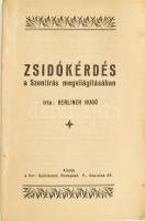 cca 1930 Zsidókérdés a Szentírás megvilágításában, írta: Berlinger Hugó, jó állapotban, 24p