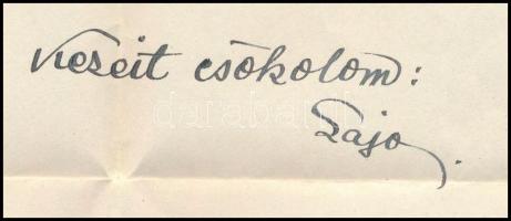 1927-1942 Laurisin Lajos (1897-1977) magyar operaénekes autográf sorai és aláírása 1942-ben kelt. le...