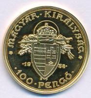 1938. 100P aranyozott Cu utánverete "R" jelzéssel, kapszulában (45mm) T:AU (PP)