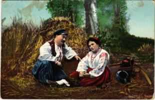 1917 Widoki i typy Ukrainy / Ukrainian folklore (ragasztónyom / glue marks)