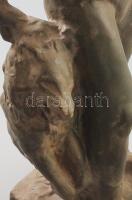 Grantner Jenő (1907-1983): Toldi. Festett terrakotta, jelzett, kis kopással, m: 36 cm