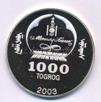 Mongólia 2003. 1000T Ag "Ázsia történelme - Dzsingisz kán" kapszulában (19,99g/0.999 vagy ...