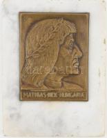 Pátzay Pál (1896-1979) ~1940. &quot;Mathias Rex Hungariae (Mátyás király)&quot; egyoldalas aranyozott bronz emlékplakett, 8x6 cm