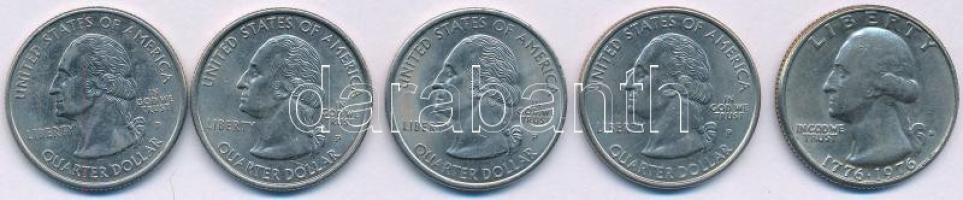 Amerikai Egyesült Államok 1976D 1/4$ Cu-Ni + 1999D-P 1/4$ Cu-Ni "50 állam" (4xklf) +1976. ...