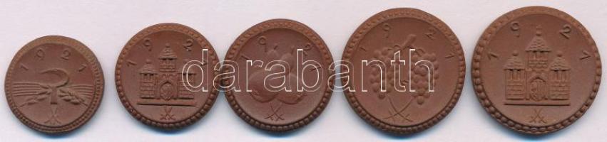 Német Birodalom / Weimari Köztársaság 1921. 5xklf jelzett meisseni barna porcelán szükségpénz T:AU G...