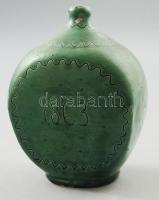 1863 Pálinkás butéla. Feliratos, Mázas kerámia, kis mázhibákkal 15 cm