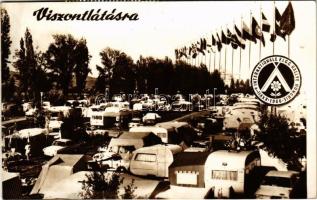 1966 Viszontlátásra - XXVII-e Internationale F.I.C.C. (Fédération Internationale de Camping et Caravanning) Rallye Hongrie / Nemzetközi kempingszervezet összejövetele Magyarországon, reklám / International camping organization rally in Hungary, advertisement + So. Stpl