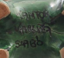 1863 Pálinkás butéla. Feliratos, Mázas kerámia, kis Kántor, SZabó Karcag, száján apró lepattanással ...