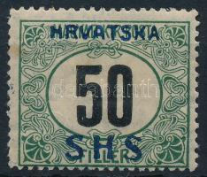 SHS 1918 Feketeszámú Portó 50f VIIa vízjellel, Bodor vizsgálójellel (**54.000) (rozsda / stain)