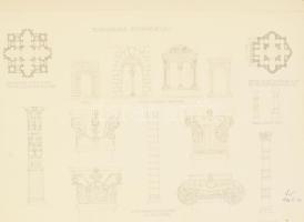 cca 1965-66 Építészeti rajzok (görög építőművészet, román építészet, zsámbéki apátsági templom stb.)...