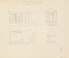 cca 1965-66 Építészeti rajzok (görög építőművészet, román építészet, zsámbéki apátsági templom stb.)...