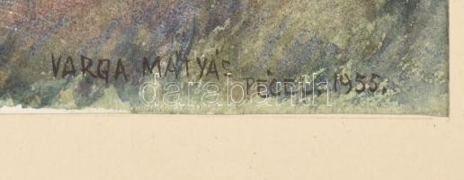 Varga Mátyás (1910-2002): Péceli táj, 1955. Akvarell, papír, jelezve jobbra lent, paszpartuban, 36×4...