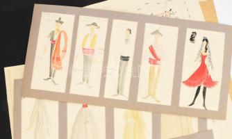 cca 1965-80 Varga Katalin (1951-): Jelmeztervek (közte Illés Endre: Türelmetlen szeretők), rajzok, v...