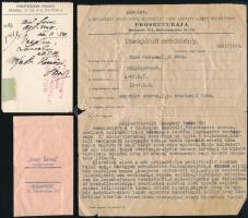 cca 1900-1943 &quot;Arany Kereszt&quot; gyógyszertár papírtasak; &quot;Professor Ónodi&quot; által kiállított orvosi recept; ill. a budapesti Gróf Apponyi Albert Poliklinika nőgyógyászati vizsgálati eredménye